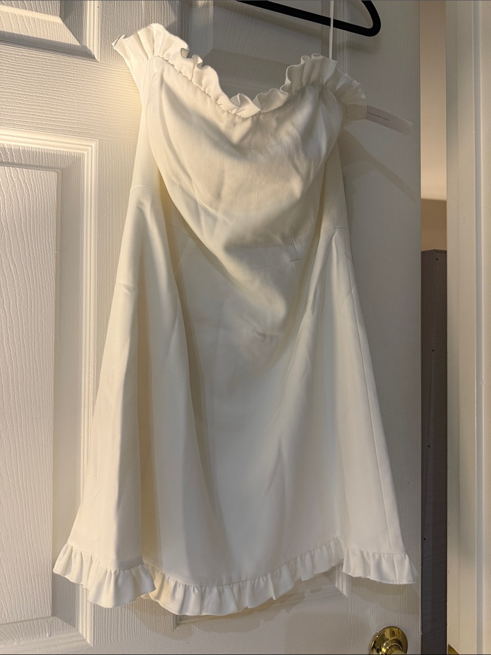 French Connection Cream Ruffle-Hem A-Line Skirt